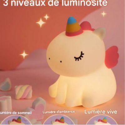 veilleuse-bébé-led-rechargeable-licorne-3-niveaux-de-luminosité