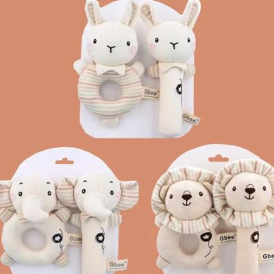 Hochet bébé | Hochet à main en coton biologique, jouet apaisant pour bébé™