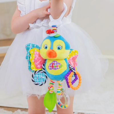 Hochet-Bébé-peluche-oiseau