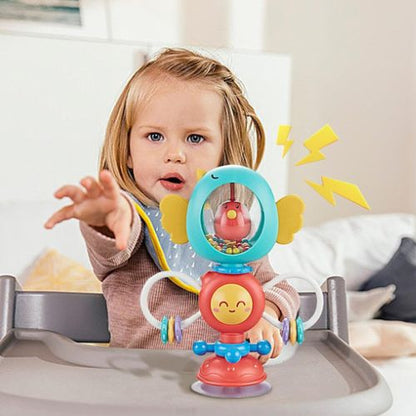 Spinner ventouse chaise haute bébé bleu vert — fixation puissante anneaux rotatifs"
