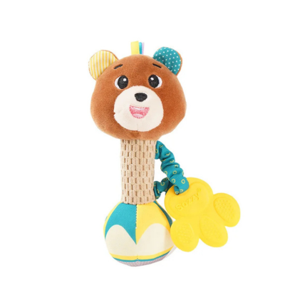 Hochet bebe peluche ours — jouet sensoriel ultra doux