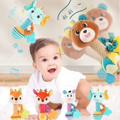 Hochet Bébé | Peluche doux avec poignet en forme d'animaux