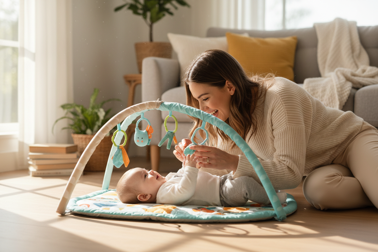 Maman et bébé sur tapis